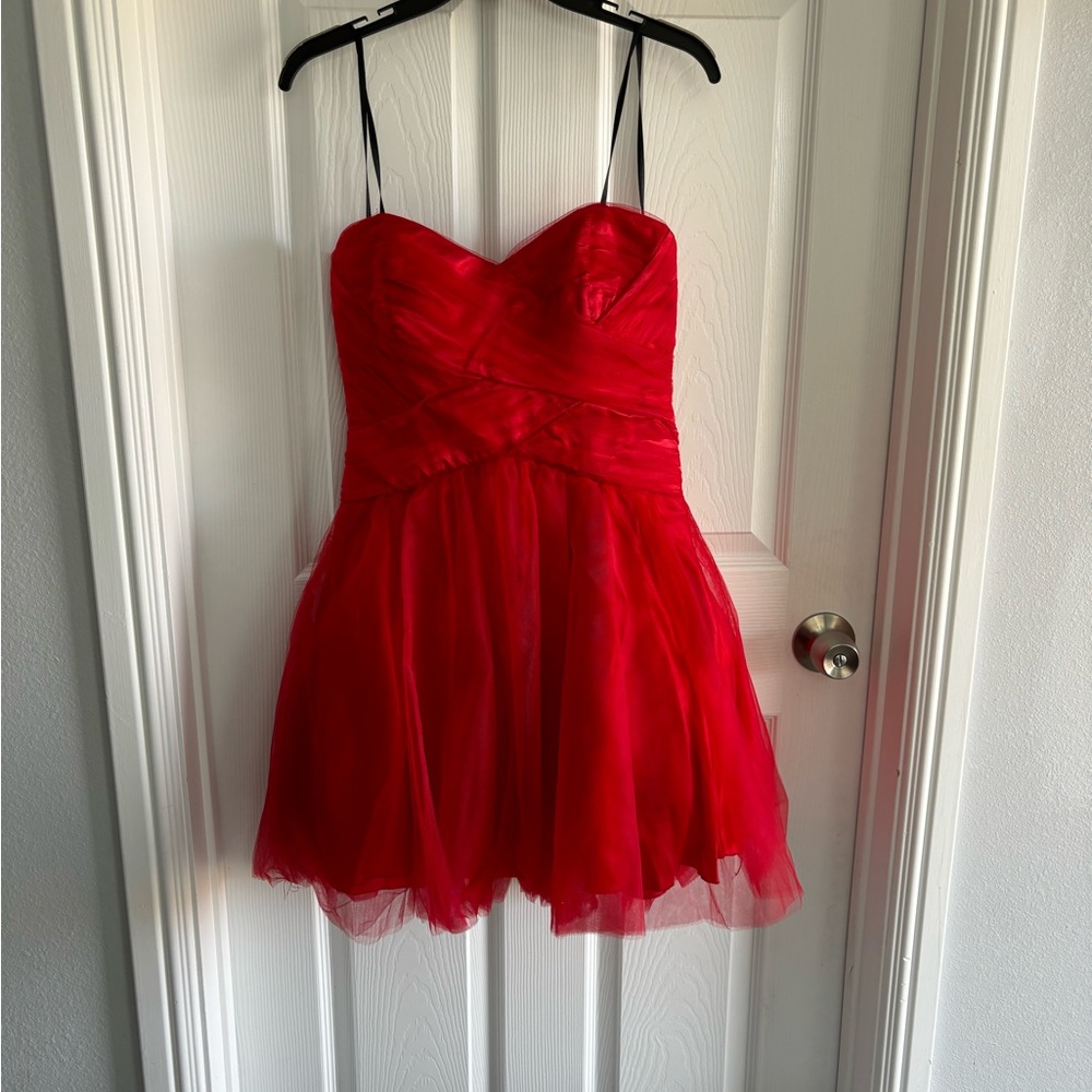 Red Strapless Cocktail Dress